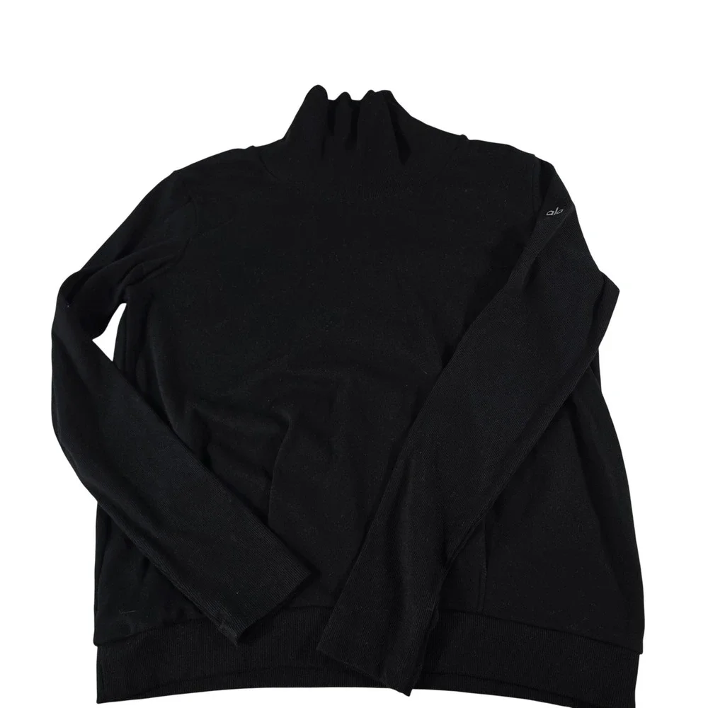 Alo Yoga Womens Black Mock Neck Long Sleeve Turtleneck Top Size L RN 87370